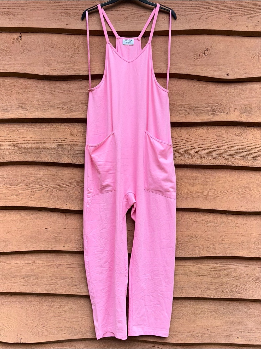 Jolie & Joy Pink Knit Cami Jumpsuit Overalls with Front Pockets